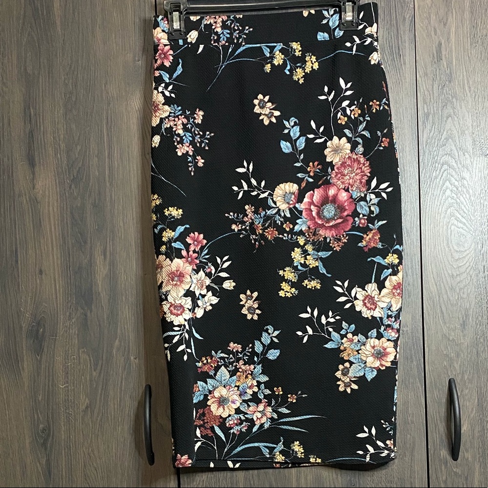 Black floral skirt